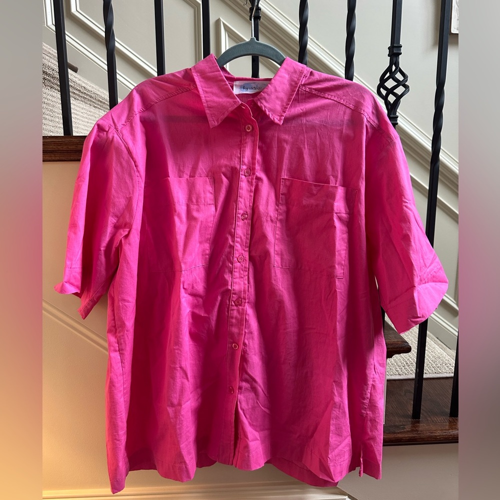 Pink Button-Up Women's Top